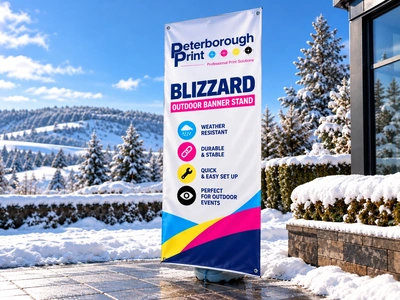  Blizzard Outdoor Banner In Snowy Landscape