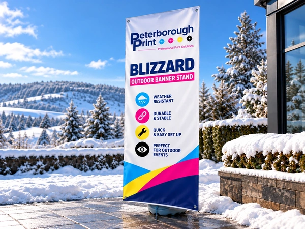  Blizzard Outdoor Banner In Snowy Landscape